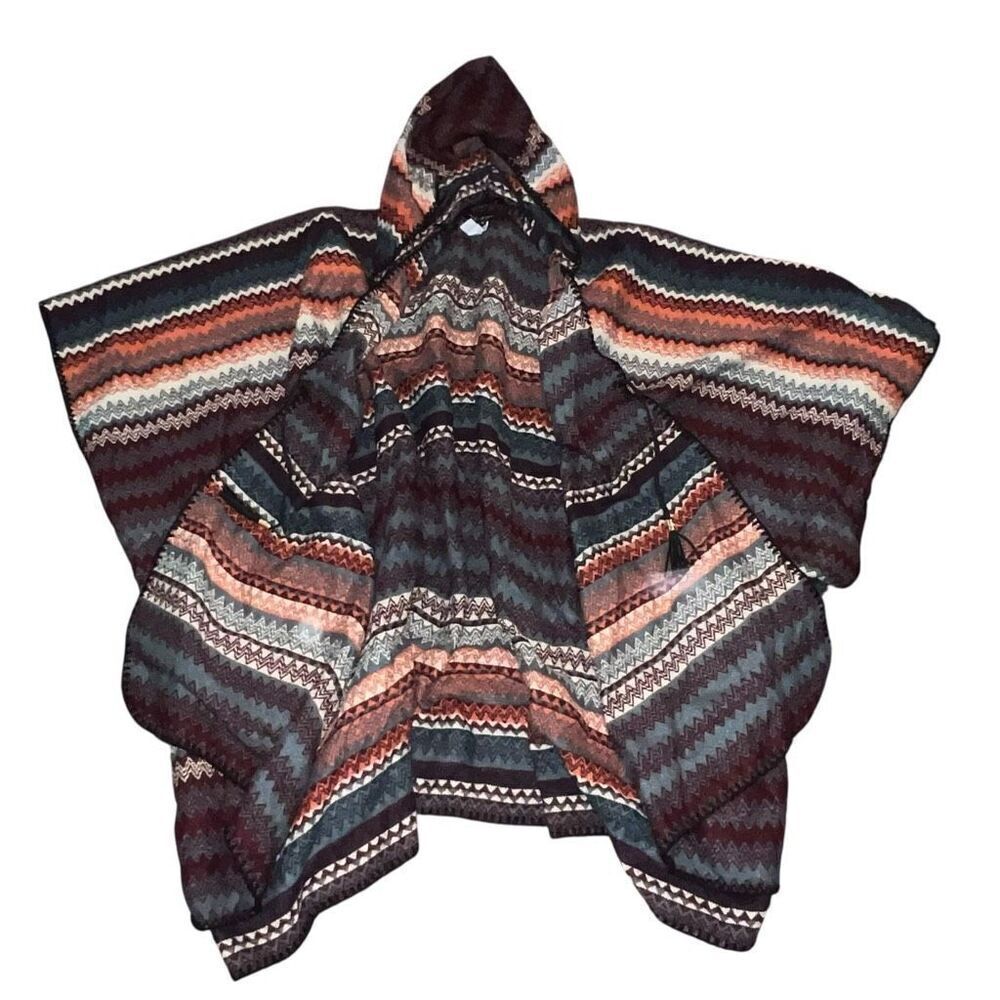 MARC NEW YORK Multi Color Hooded Cape Ruana One Size - Picture 4 of 6